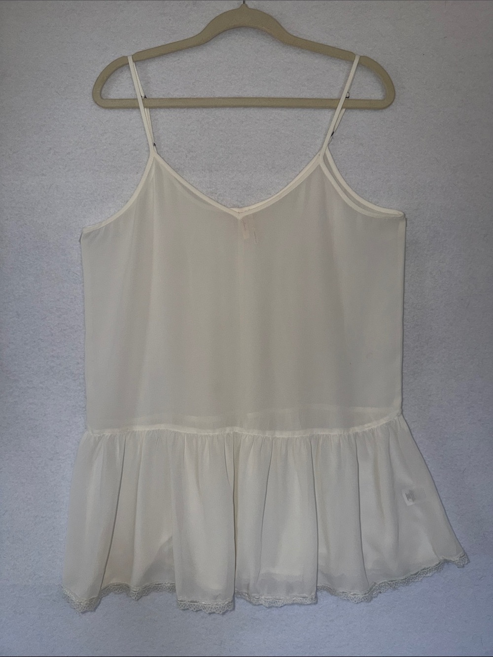 Frenchi from Nordstrom Sheer Tunic Length Camisole Ruffled Hem